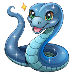 Fototapeta premium blue cute cartoon snake