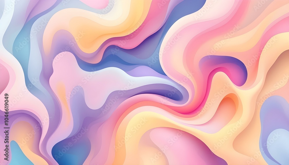 Aufkleber Abstract background. Colorful twisted shapes in motion. Digital art for posters, flyers, banner backgrounds or design elements. Soft textures on a pastel background. Abstract Light Background