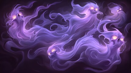 Obraz premium Ethereal spirits captivating ghostly apparitions with mysterious energy and enchanting glow