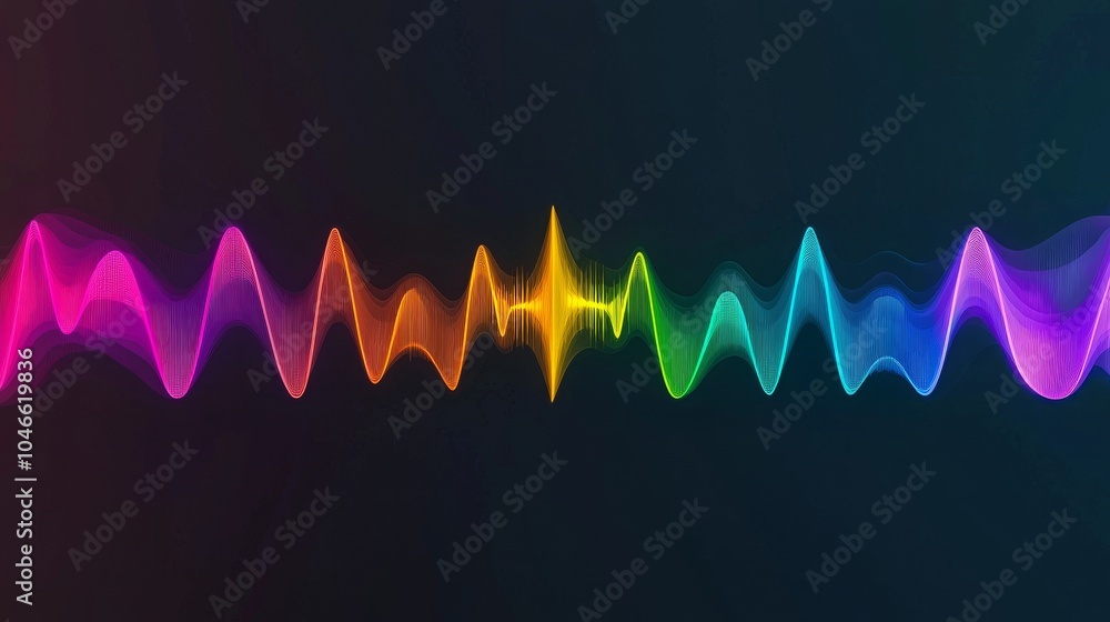 Poster effects sound balance, vibrant spectrum of sound waves exploring the intersection of color and music