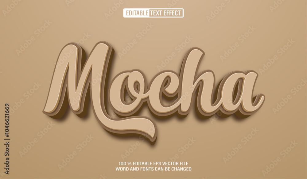 Poster editable 3d text style effect - mocha choco text effect template