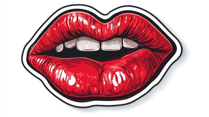 A vibrant illustration of luscious red lips with a glossy finish, perfect for eye-catching art or design.