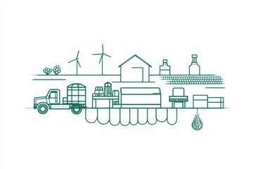 Naklejka premium Renewable Energy and Sustainable Manufacturing Landscape