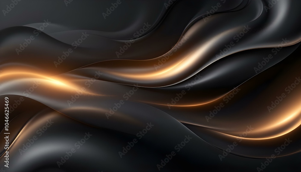 Poster abstract black and gold luxury background with smooth liquid waves and golden light lines. golden li