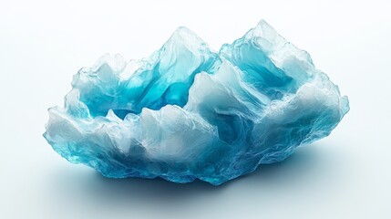 Fototapeta premium A stunning, translucent blue crystal sculpture resembling icy mountain peaks, radiating a serene glow.