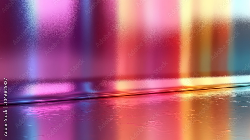 Poster a vibrant abstract background of shimmering colors reflecting off a glossy surface, creating a dream