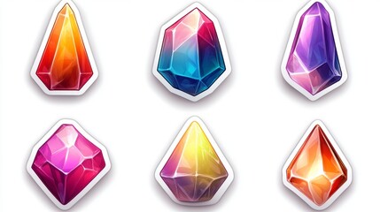 Colorful gemstone illustrations featuring a variety of shapes and vibrant gradients, perfect for designs and graphics.