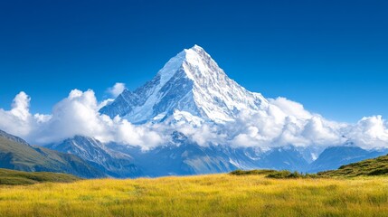 Fototapeta premium Majestic snow-capped mountain under a clear blue sky