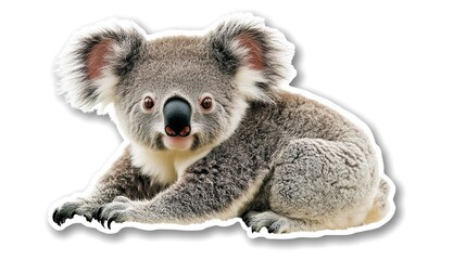 Fototapeta premium Cute Koala Sticker Design Featuring Fuzzy Ears and Playful Expression, Perfect for Adding Charm to Your Collection