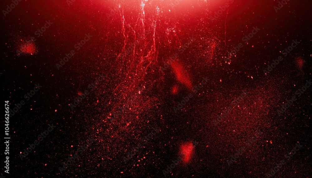 Poster Dynamic Burst of Red Energy Particles Dust Ethereal Light. Cosmic Explosion Background for Sci-Fi Posters, Fantasy Artwork, and High Energy Visuals. Perfect for Abstract and Futuristic Concepts