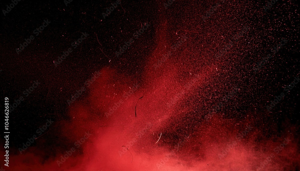 Poster dynamic burst of red energy particles dust ethereal light. cosmic explosion background for sci-fi po