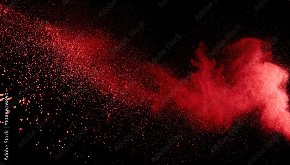 Poster dynamic burst of red energy particles dust ethereal light. cosmic explosion background for sci-fi po
