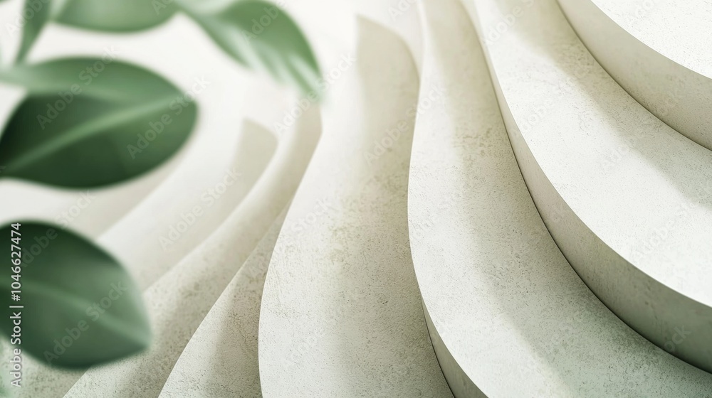 Poster modern abstract background with white layers forming a wavy pattern, illuminated with natural light,