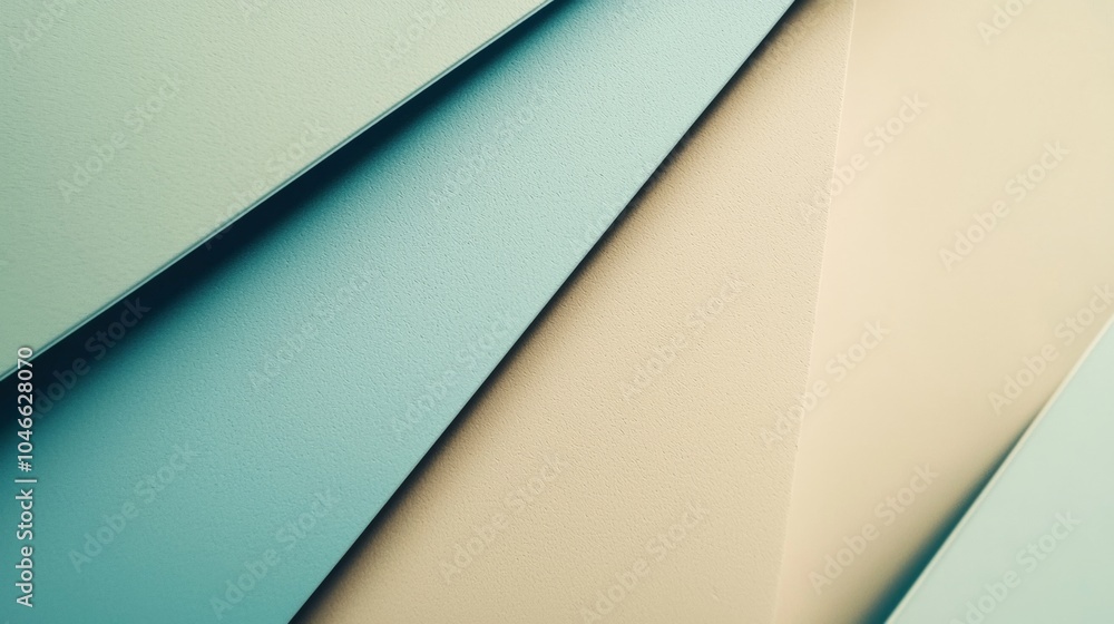 Poster modern background is forming by several sheets of paper in blue and beige tones, creating a colorful