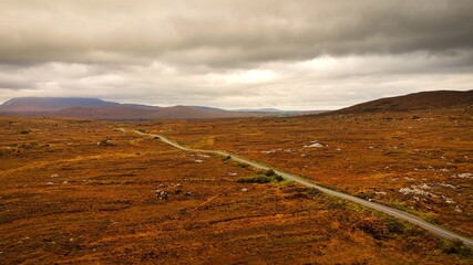 Glenveagh National Park in Donegal Ireland aerial view - The breathtaking landscape features...