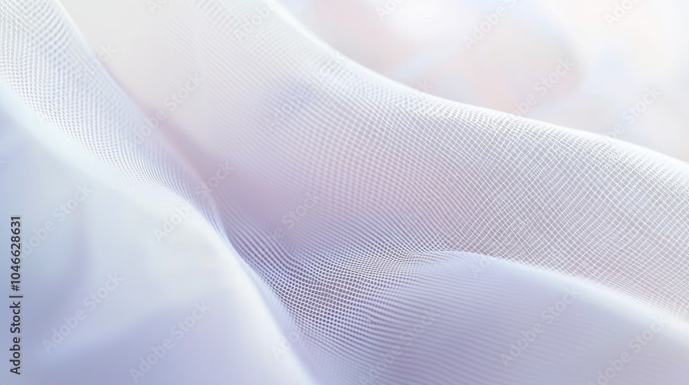 Poster flowing smoothly and elegantly, white fabric creates abstract shapes with folds and wrinkles, adding