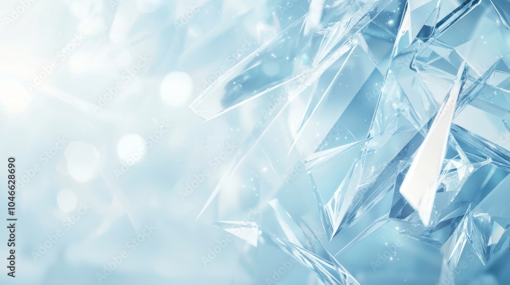 Poster sparkling light particles are flying around a crystal structure, creating a magical atmosphere. this