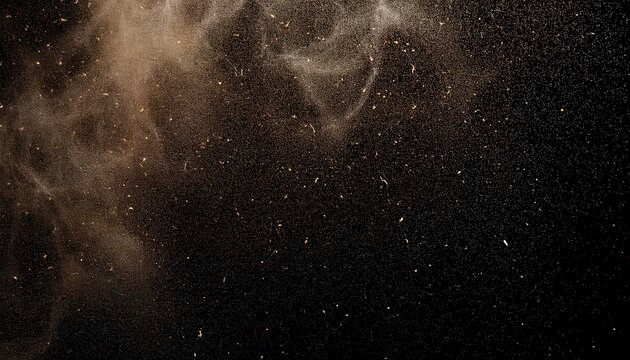 Swirling Golden Dust Particles in a Dark, Ethereal Space. Capturing Cosmic Motion, Abstract Texture, and Dreamlike Atmosphere for Fantasy, Sci-Fi, and Celestial Themed Designs Background