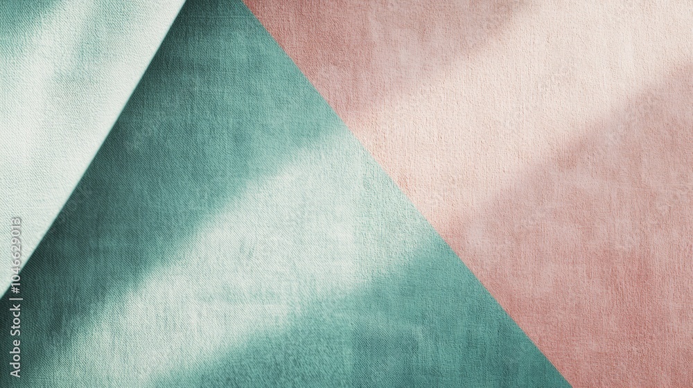 Poster sunlight creates geometric pattern on textured paper with green and pink gradient. ideal for modern,