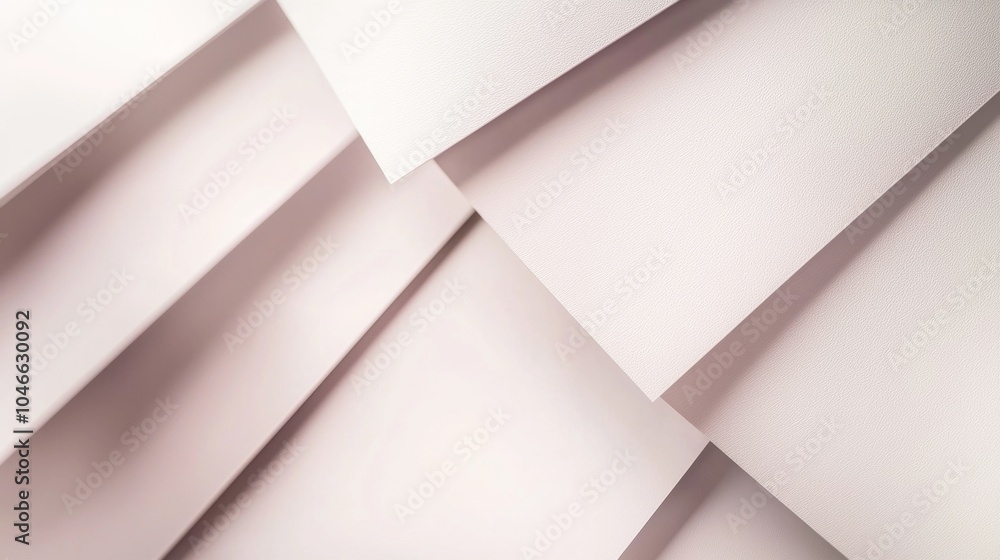 Poster soft pastel pink papers form geometric shapes with elegant shadows, creating a modern background per