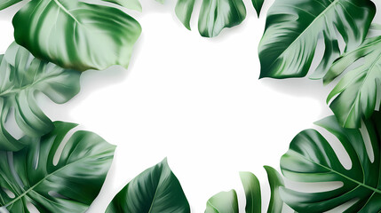 Fototapeta premium green leaves on white background, 
