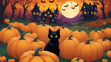 halloween background with pumpkins