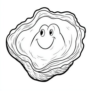 smiling oyster shell cartoon outline clip art preview