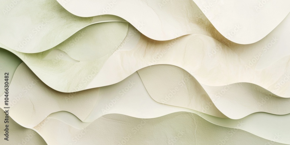 Aufkleber minimalistic design featuring soft green and white waves creating a sense of elegance and sophistica