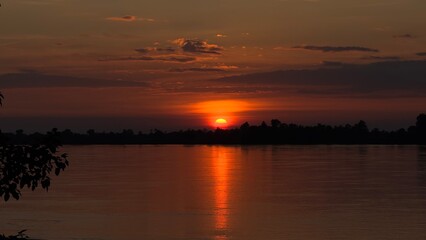 sumset over the river