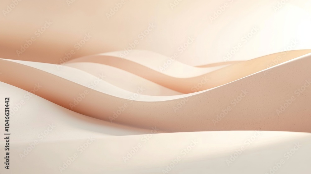 Poster smooth waves flow gently on a beige background, creating a calm and elegant design with a touch of l
