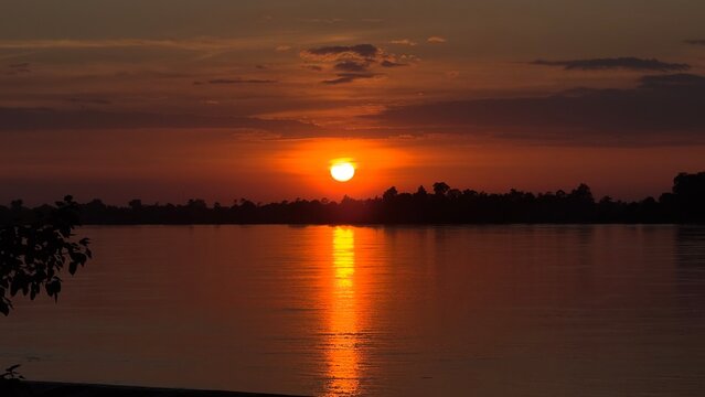 sumset over the river