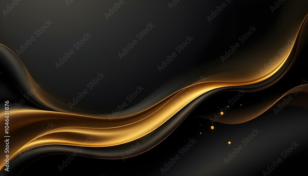 Fototapete abstract luxury 3d background gold elegant line on wave shape overlapping on black background with c