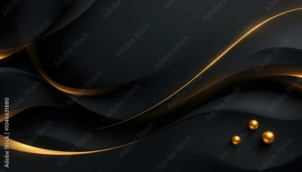 Fototapete abstract luxury 3d background gold elegant line on wave shape overlapping on black background with c