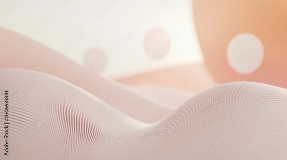 Poster graceful waves flow in a modern, peach-colored abstract background with soft curves and dynamic moti