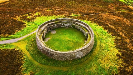 Ruins of Grianan of Aileach in Ireland - an Ancient Stone Structure That Is Beautifully Surrounded by Lush Green Fields and Nature