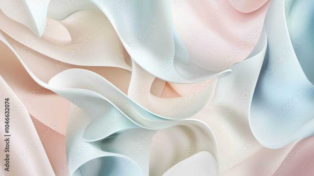 Poster abstract background with smooth pastel colored shapes forming a wavy pattern, perfect for creating a
