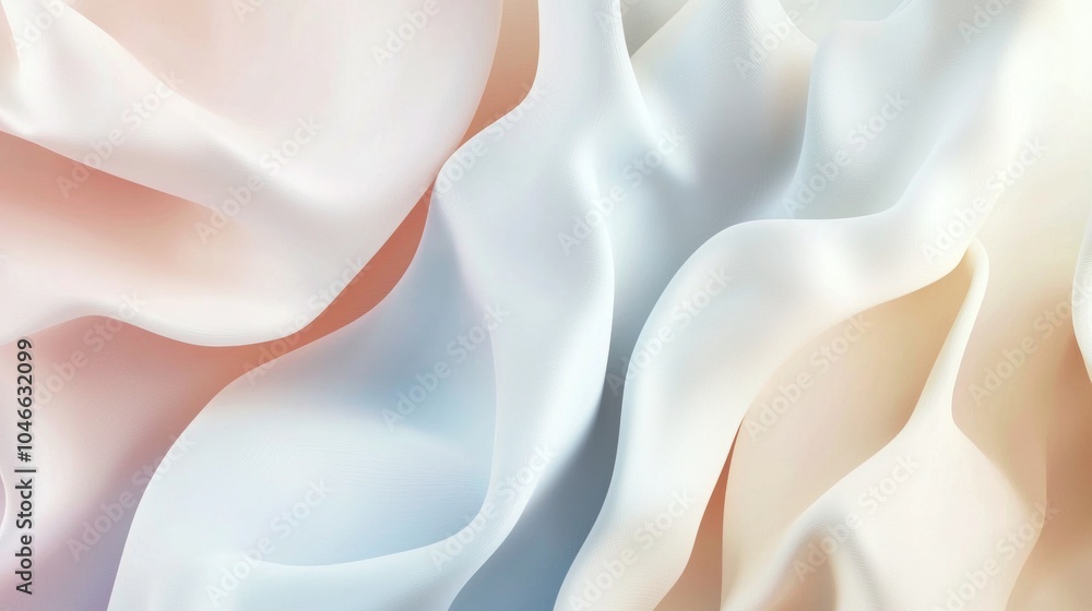 Poster abstract background featuring a smooth, flowing fabric with gentle curves and a soft, pastel color p