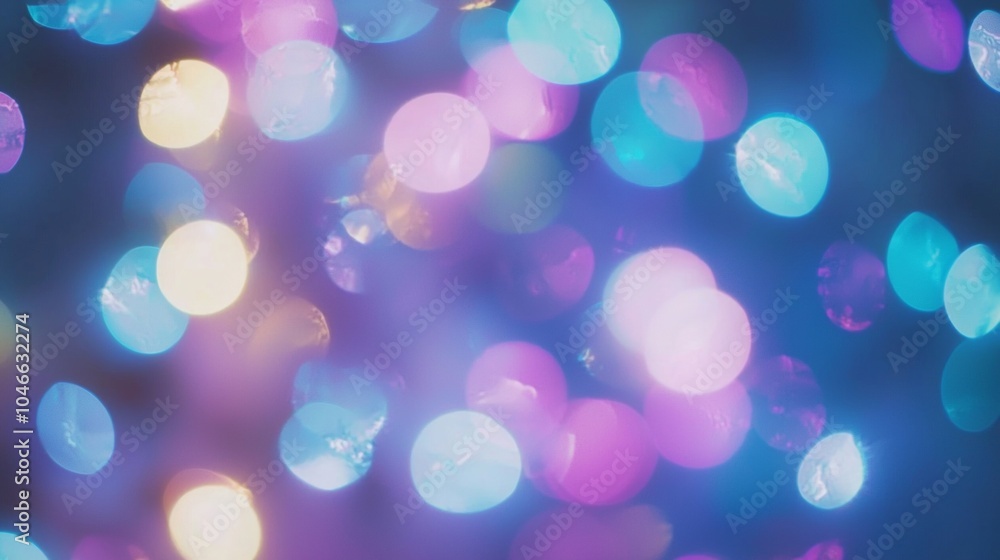 Poster softly blurred lights create a festive bokeh effect, ideal for backgrounds or design elements with a