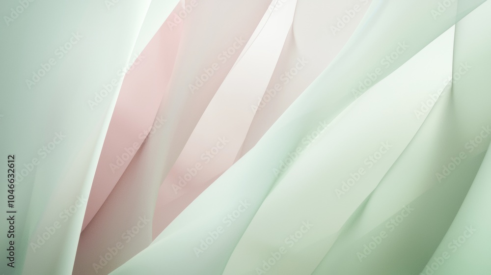 Poster abstract pastel green and pink background with smooth lines flowing creating a sense of movement and