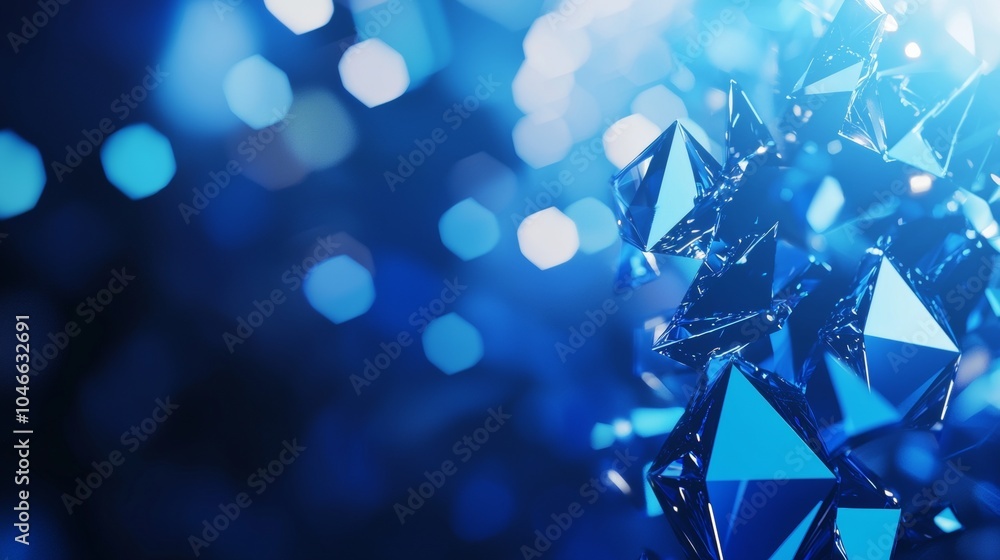 Poster captivating abstract background with shimmering blue crystal triangles floating in space, enhanced b