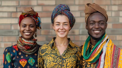 International students proudly sharing their cultural traditions while showcasing vibrant attire and joyful expressions at a community event