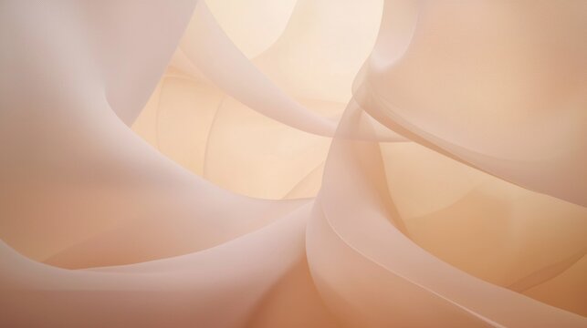 Smooth, delicate fabric flowing and swirling, creating an elegant and artistic composition. The pastel palette evokes feelings of tranquility and peace