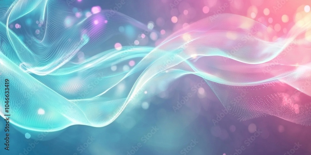 Poster abstract background with colorful waves and particles forming in a colorful background. perfect for 