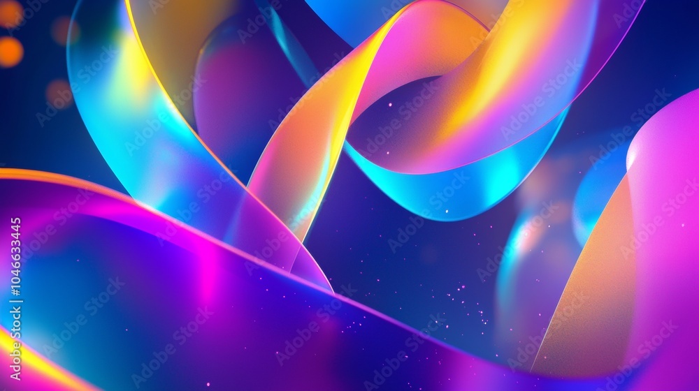 Aufkleber abstract background with colorful intertwined shapes flowing and glowing on dark blue, perfect for w