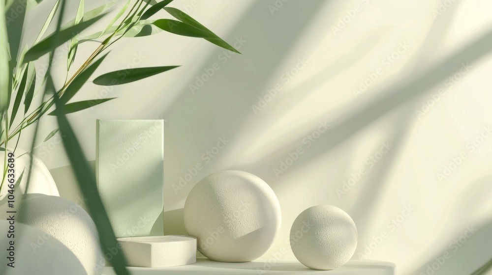 Poster abstract background with various geometric shapes for product presentation. the sunlight creates int