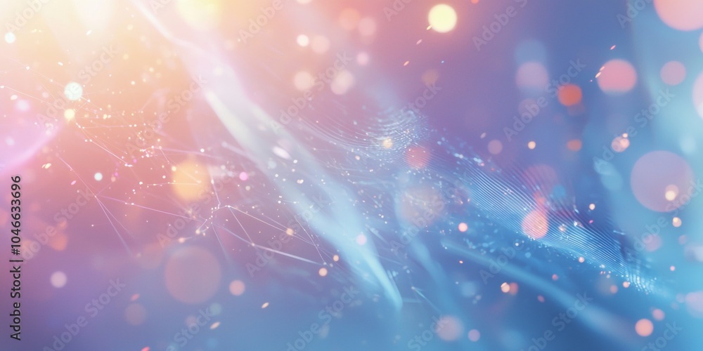 Poster abstract technology background with glowing lines and dots representing the flow of data and connect