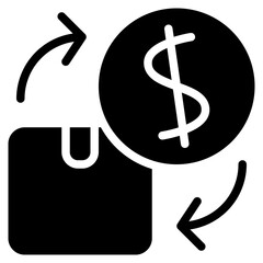 cash on delivery icon with glyph style. Suitable for website design, logo, app and UI. Based on the size of the icon in general, so it can be reduced.