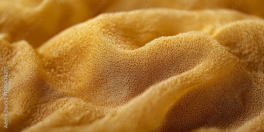 Poster crumpled textile surface forming wavy shapes and showing a honeycomb pattern, creating an abstract b
