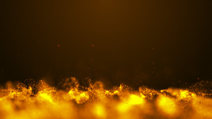 Orange bottom particles abstract glitter background, horizontal composition