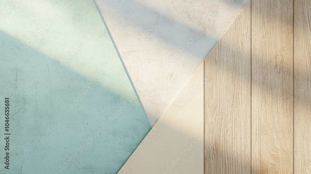 Aufkleber Minimal background with different textures creating a geometric composition, perfect for displaying products and design layouts